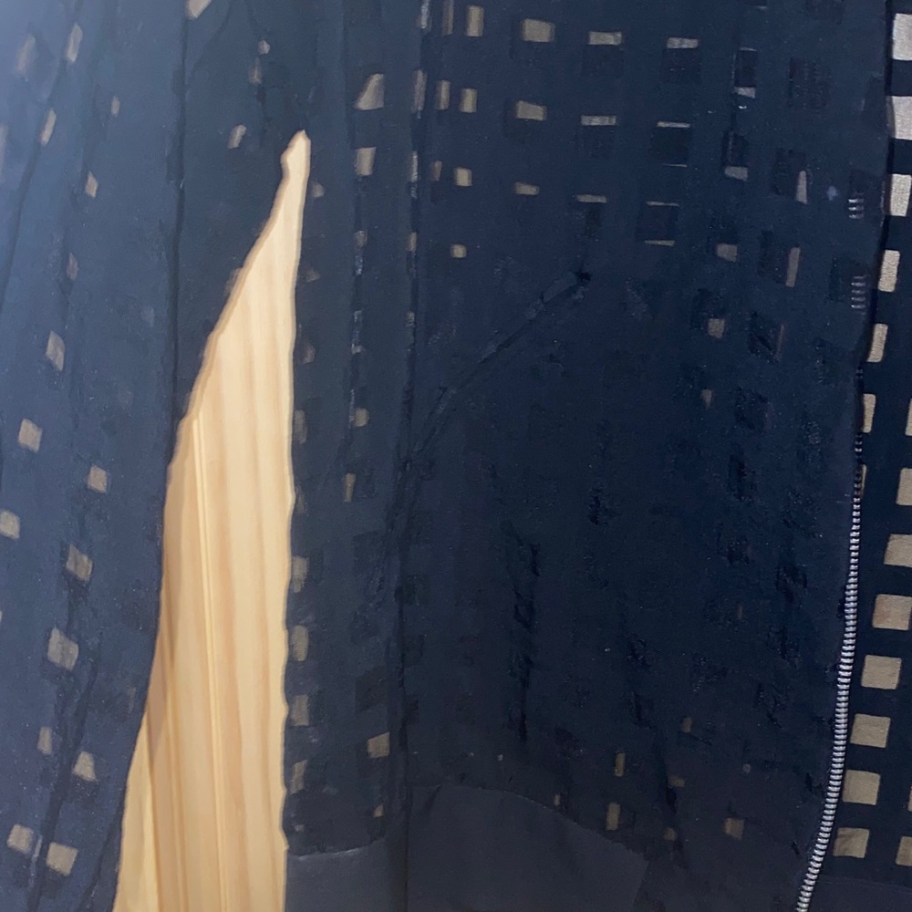 Zara Sheer Square-Pattern Black Zip Cardigan - image 2